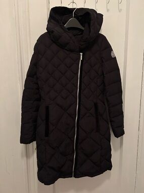 Calvin Klein Black Quilted Hooded Women's Down Coat